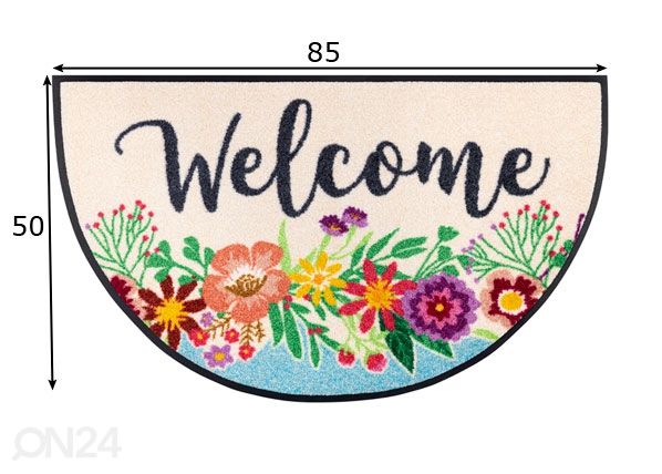 Uksematt Round Welcome Blooming 50x85 cm mõõdud