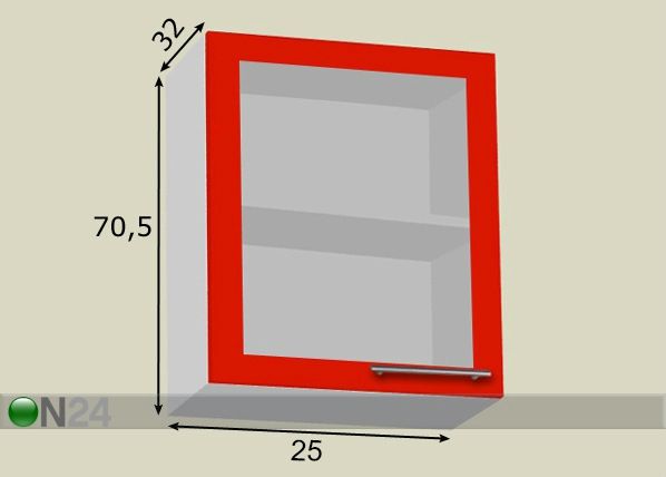 Ülemine köögikapp 25 cm mõõdud