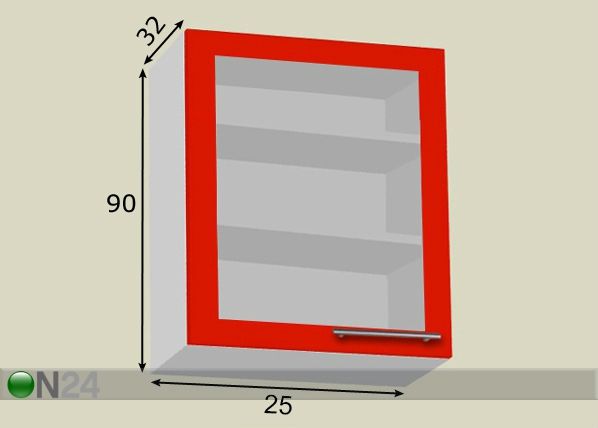 Ülemine köögikapp 25 cm mõõdud