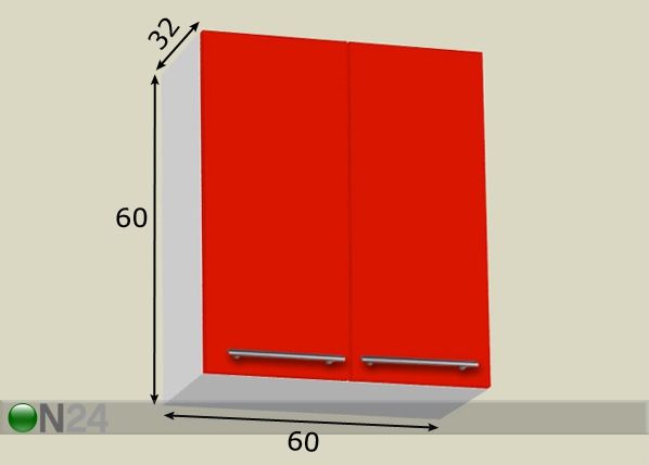 Ülemine köögikapp 60 cm mõõdud