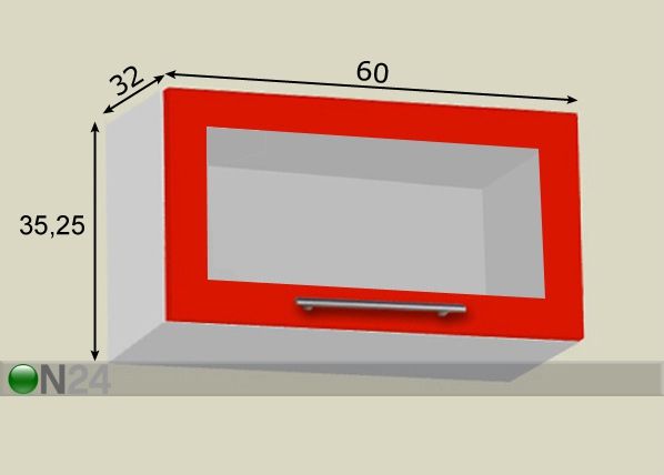 Ülemine köögikapp 60 cm Aventos HKS süsteemiga h35 cm mõõdud