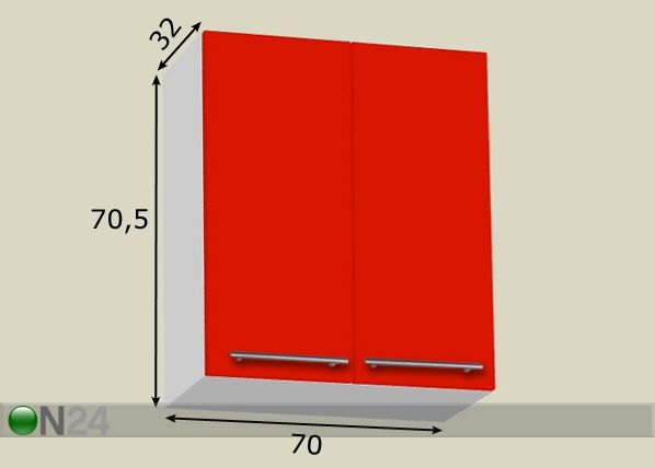 Ülemine köögikapp 70 cm mõõdud