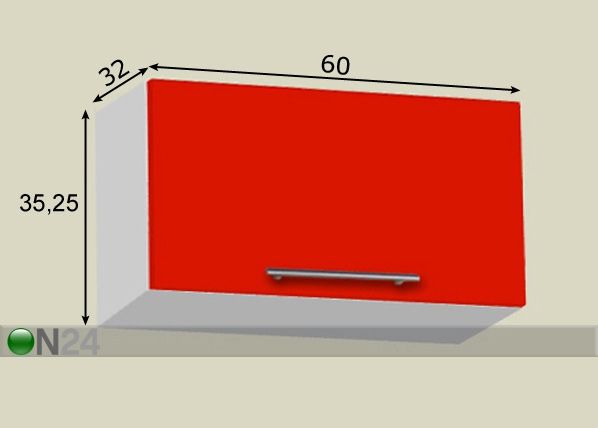 Ülemine köögikapp h35 cm 60 cm mõõdud