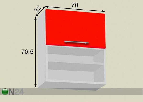 Ülemine köögikapp h70,5 cm 70 cm mõõdud