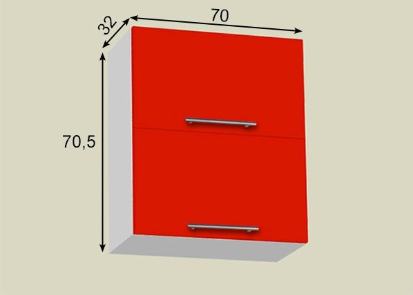 Ülemine köögikapp h70,5 cm 70 cm mõõdud