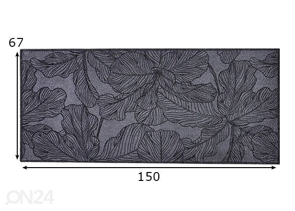Vaip Floral Anthra 67x150 cm mõõdud