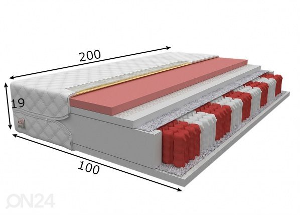 Vedrumadrats 100x200 cm mõõdud