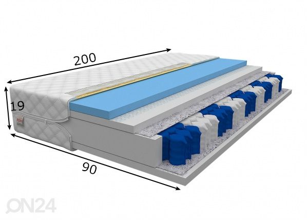 Vedrumadrats 90x200 cm mõõdud