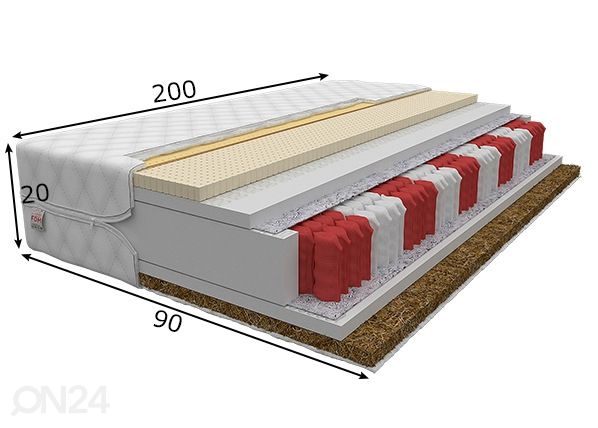 Vedrumadrats 90x200 cm mõõdud