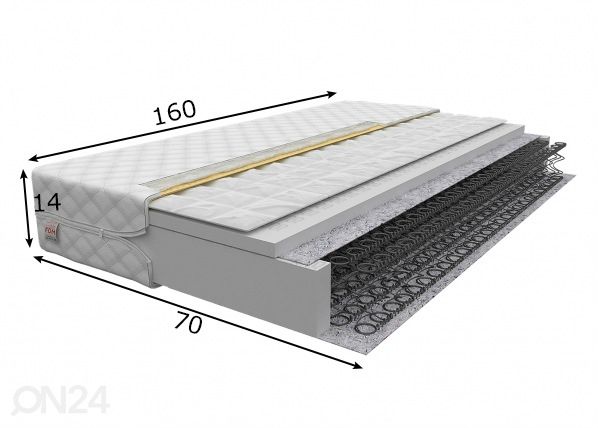 Vedrumadrats Baby Natural 70x160 cm mõõdud