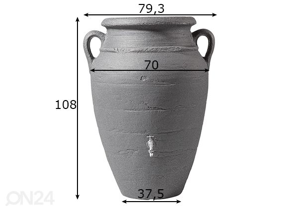 Veenõu Antiik Amphora Dark granite 250 L mõõdud