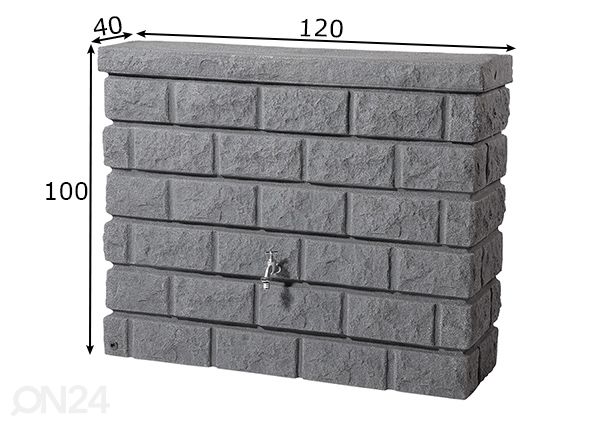 Veenõu Rocky Dark Granite 400 L mõõdud