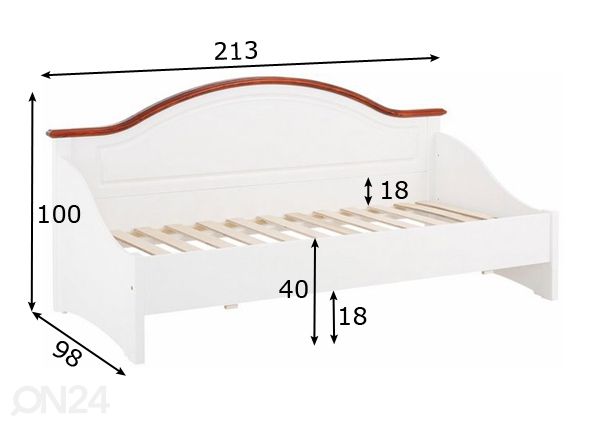 Voodi Konrad 90x200 cm mõõdud