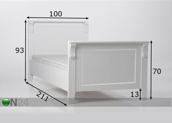 Voodi Monaco 90x200 cm mõõdud