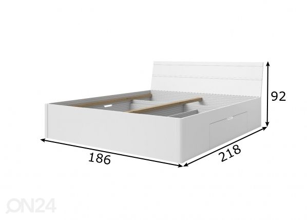 Voodi pesukastidega 180x200 cm mõõdud