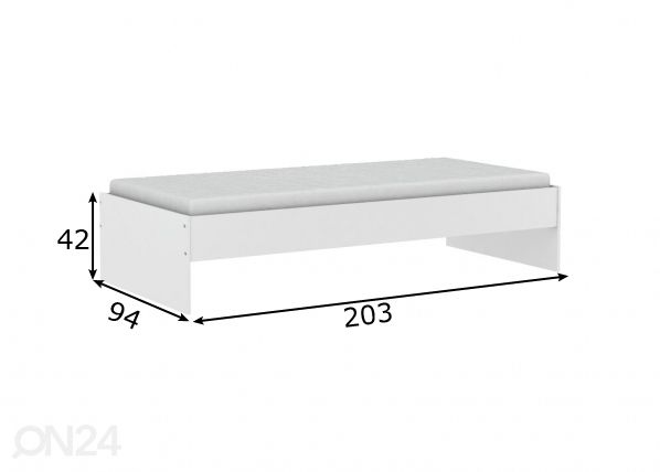 Voodi Tidy 90x200 cm mõõdud