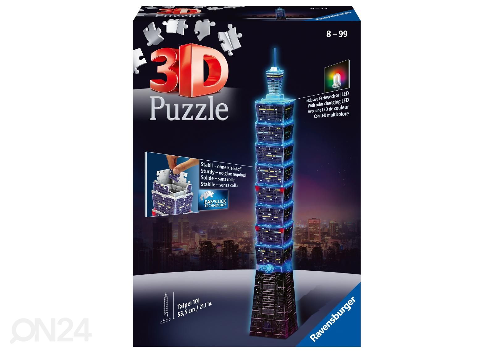 3D pimedas helendav pusle Taipei torn 234 tk Ravensburger suurendatud