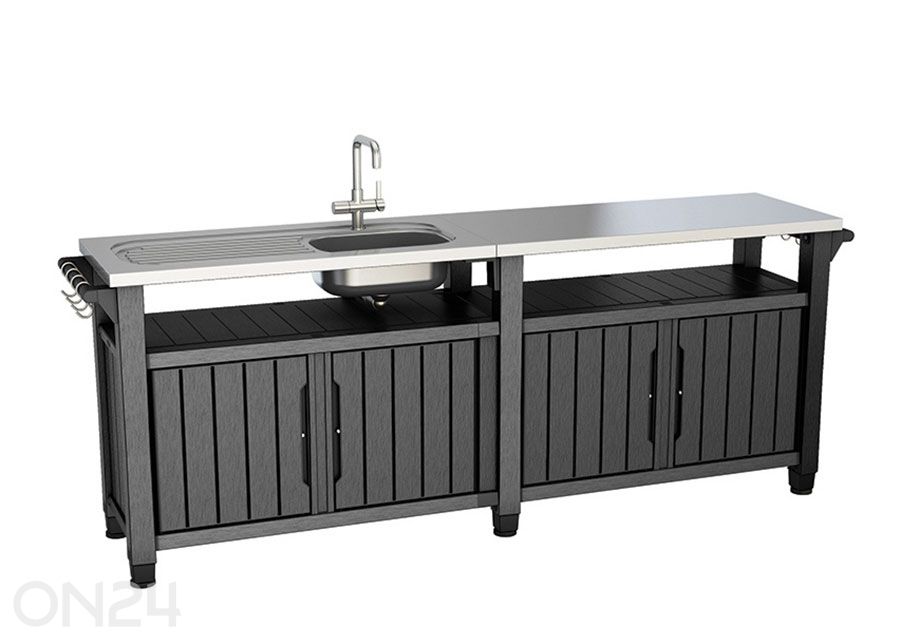 Abilaud välikööki valamuga Keter Unity Chef 51x237 cm, grafiit suurendatud