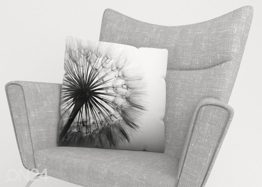 Dekoratiivpadjapüür Amazing Dandelion Black and White 40x40 cm suurendatud