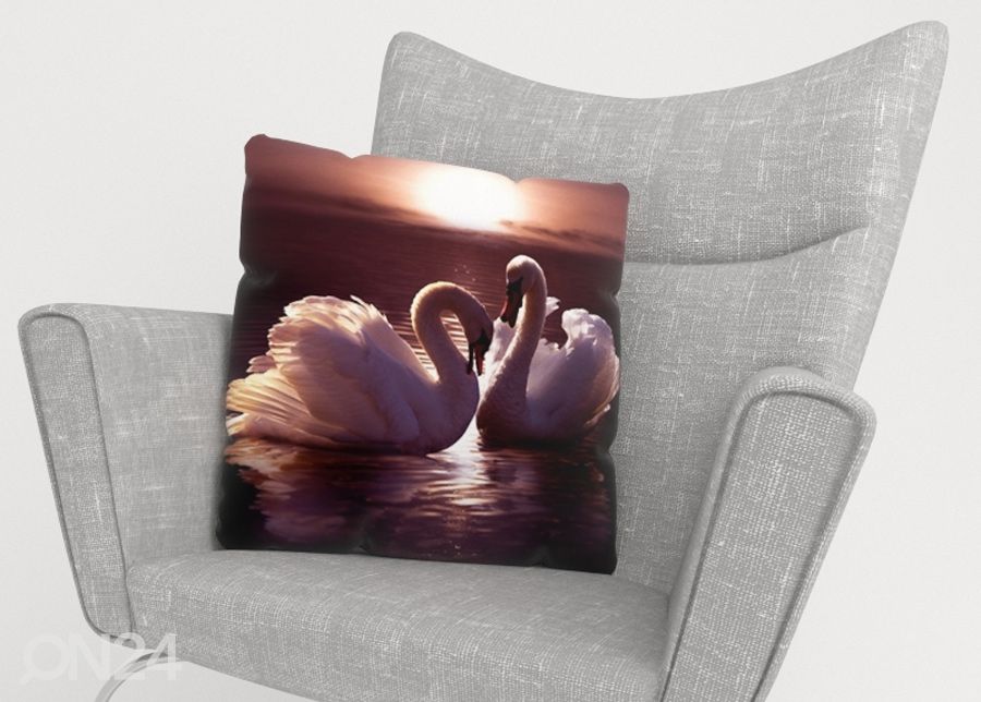 Dekoratiivpadjapüür Swans 50x50 cm suurendatud
