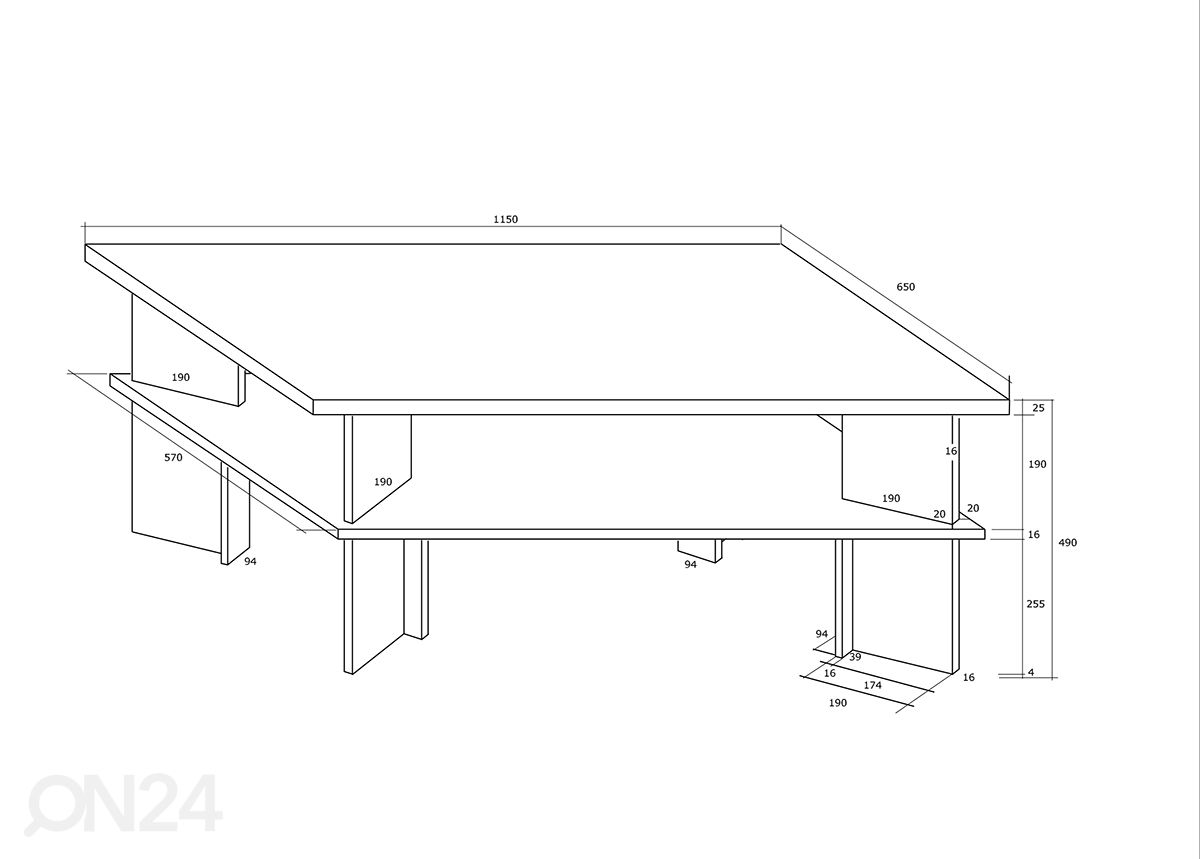 Diivanilaud 65x115 cm suurendatud mõõdud