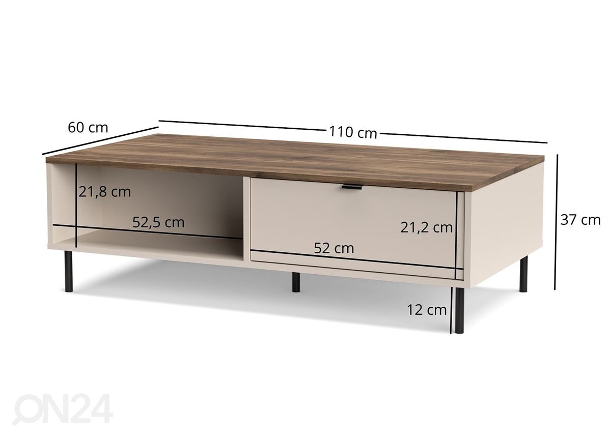 Diivanilaud Evo 60x110 cm suurendatud mõõdud