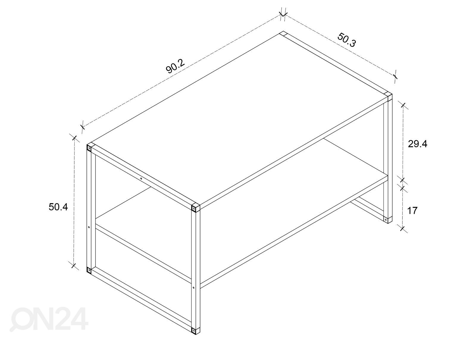 Diivanilaud Insasi L 90x50 cm suurendatud mõõdud