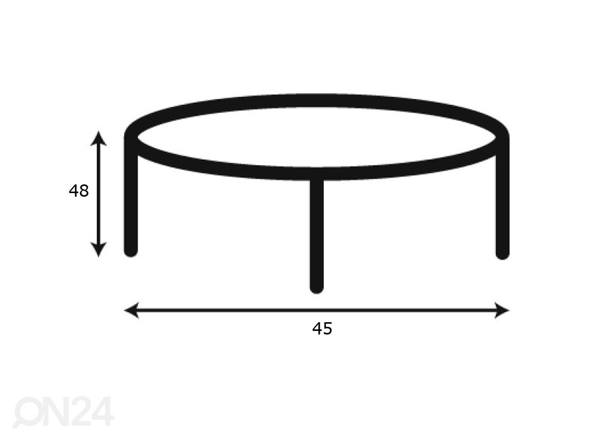 Diivanilaud Miami Ø45 cm suurendatud mõõdud