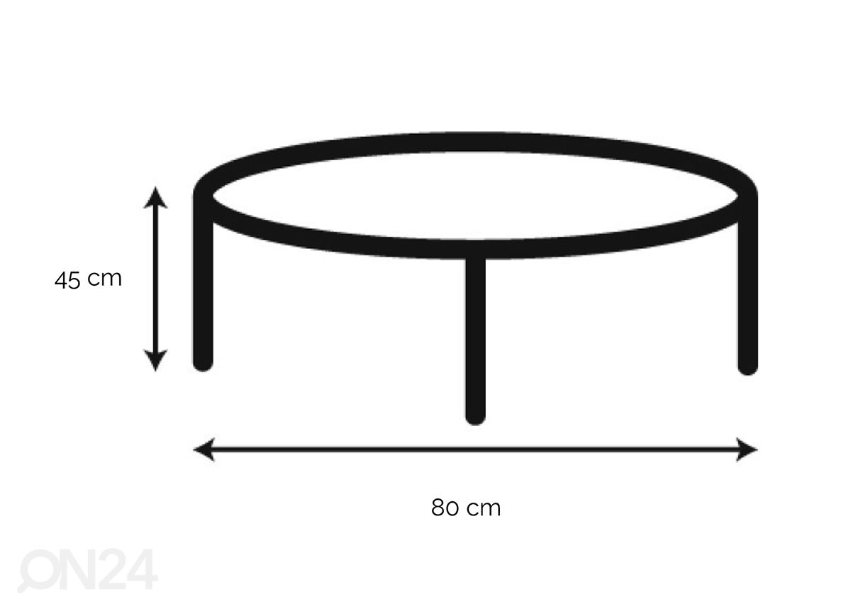 Diivanilaud Viki Ø80 cm suurendatud mõõdud