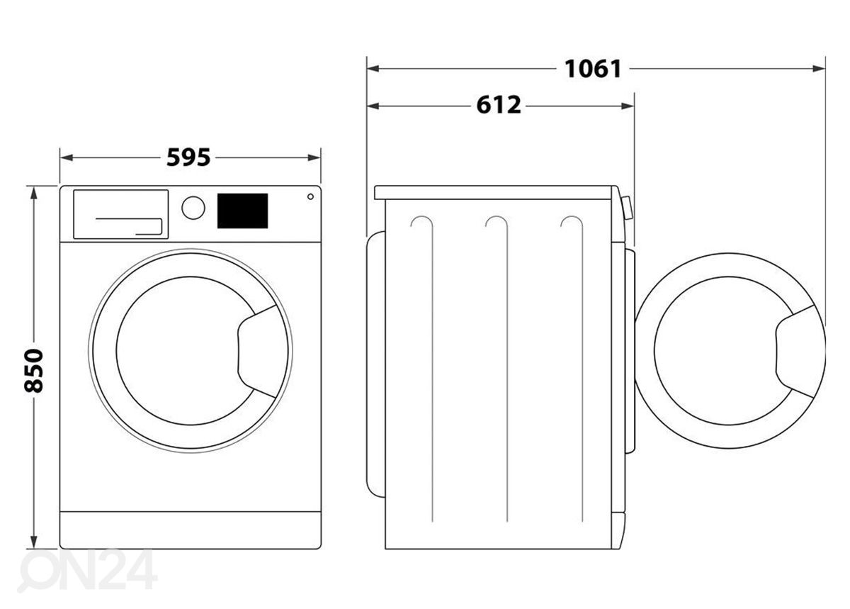 Eestlaetav pesumasin Indesit BWE91496XWSVEE suurendatud mõõdud