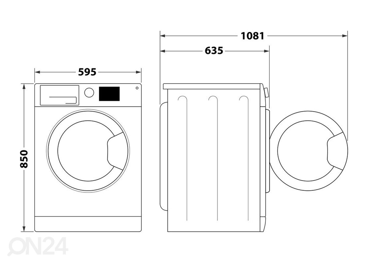 Eestlaetav pesumasin Whirlpool FFD10469BCVEE suurendatud mõõdud