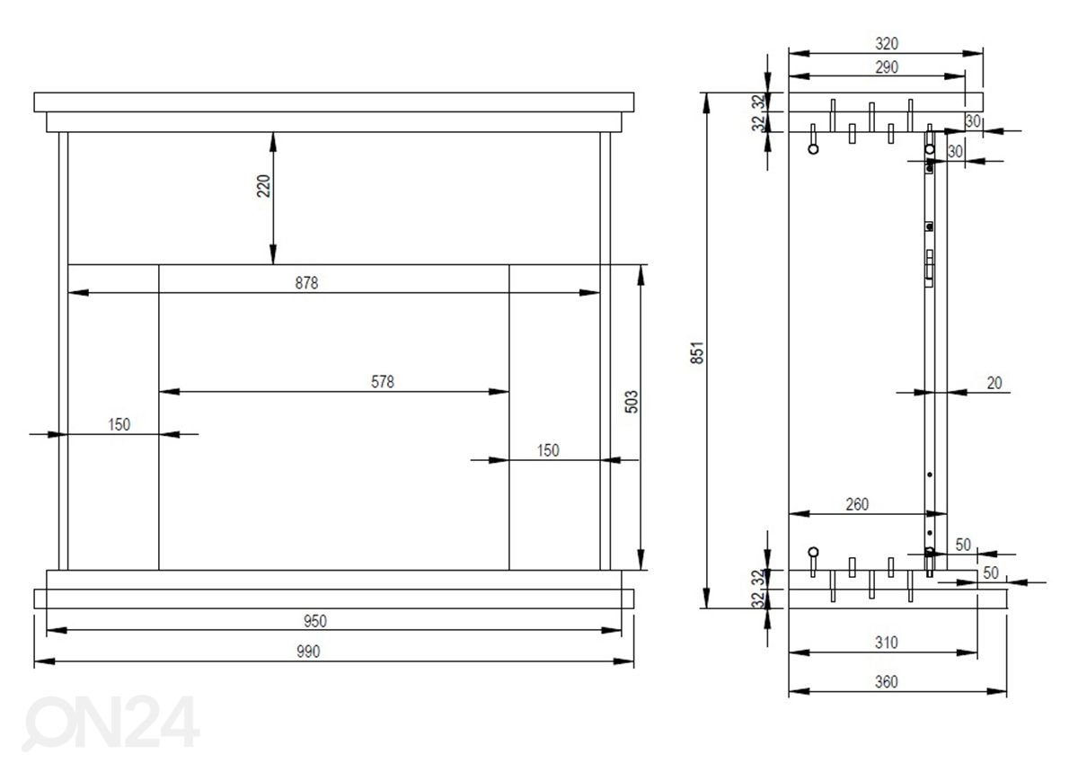 Elektrikamin Aflamo Lagos LED 60 3D suurendatud mõõdud