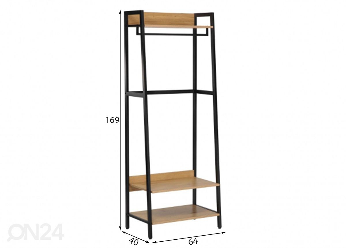 Esikuriiul Lavinia 64x40xH169 cm, saar/must suurendatud mõõdud