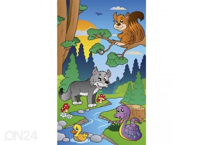 Fliis fototapeet Forest animals 150x250 cm suurendatud