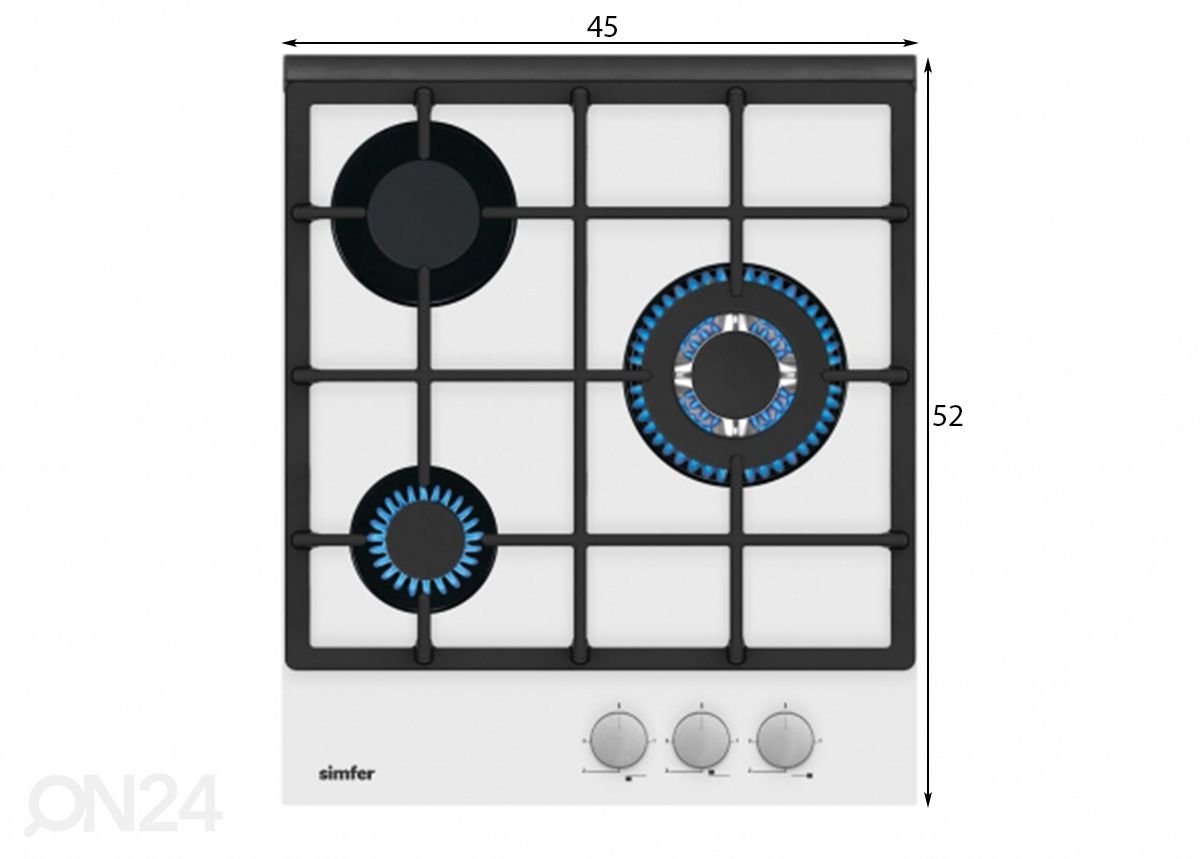 Gaasipliidiplaat Simfer H4.305.HGSBB, valge suurendatud mõõdud