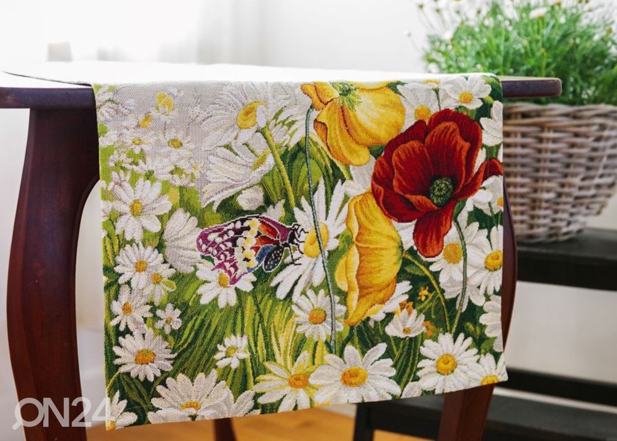 Gobeläänkangast linik Daisies 44x138 cm suurendatud