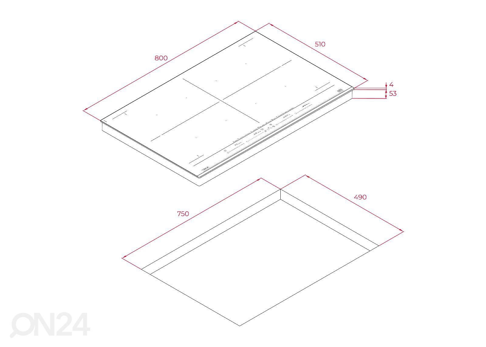 Induktsioonplaat Teka IZF88700MST suurendatud mõõdud