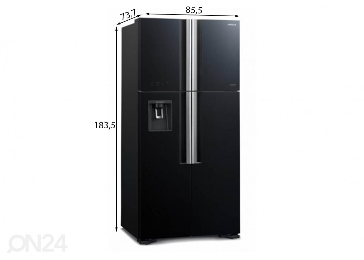 Kahepoolne külmik Hitachi R-W661PRU1 suurendatud mõõdud