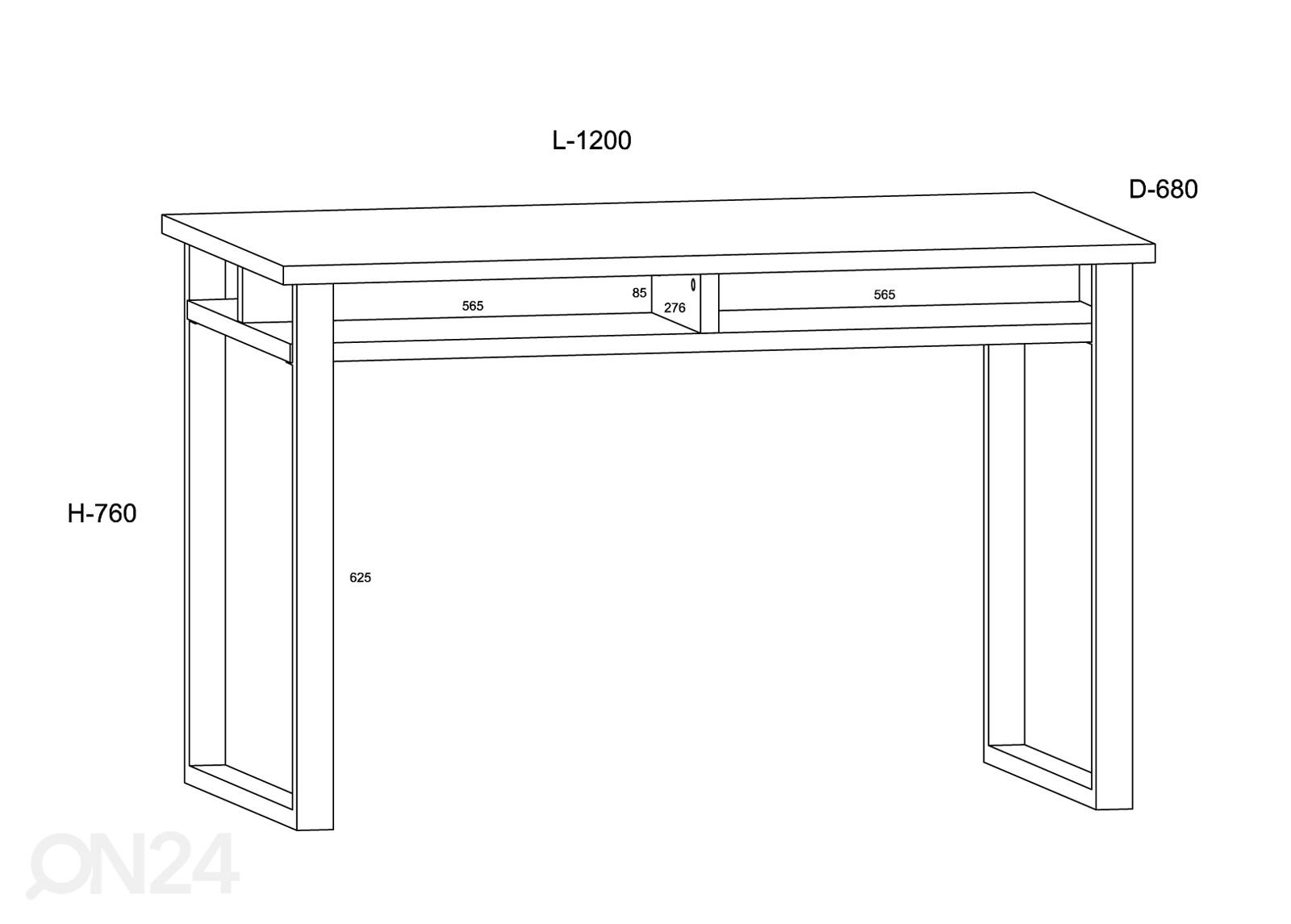 Kirjutuslaud 120x68 cm suurendatud mõõdud