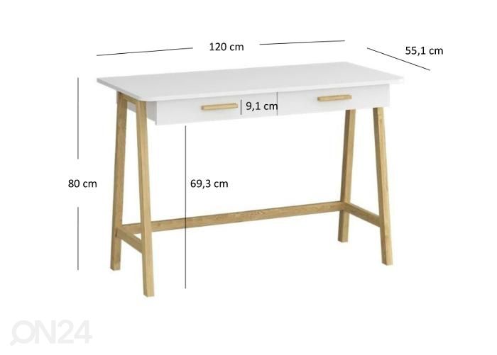 Kirjutuslaud Belle 120 cm suurendatud mõõdud