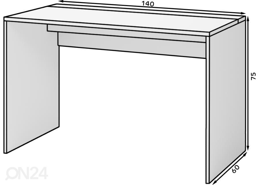 Kirjutuslaud Novi 140 cm suurendatud mõõdud