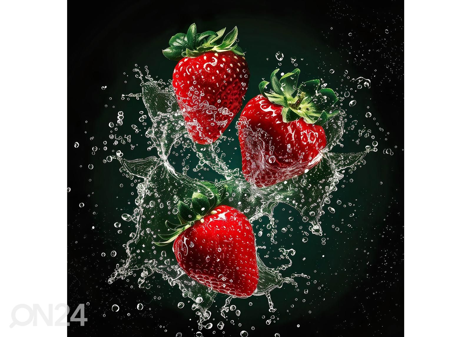 Klaaspilt Strawberries 30x30 cm suurendatud