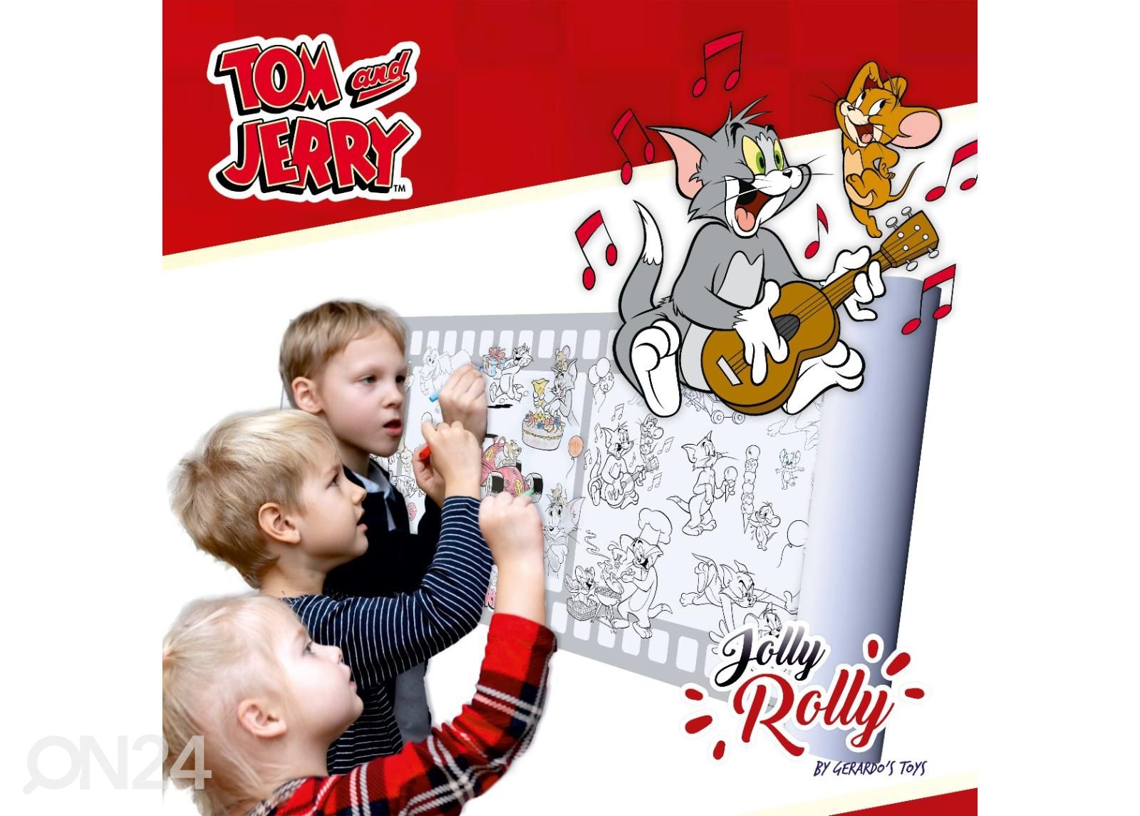 Kleebitav värvimispaber rullis Tom ja Jerry Gerardo's Toys Jolly Rolly suurendatud