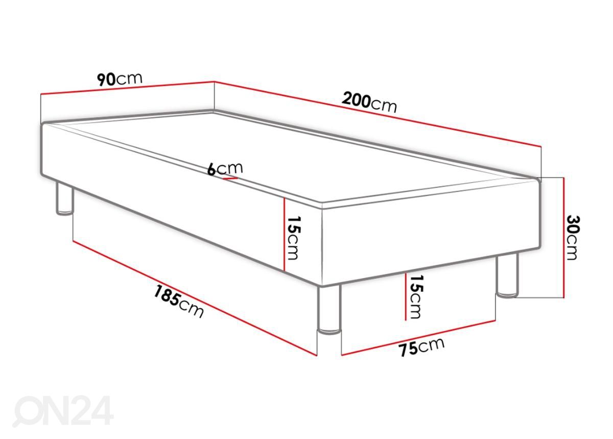 Kontinentaalvoodi Greenville 90x200 cm suurendatud mõõdud