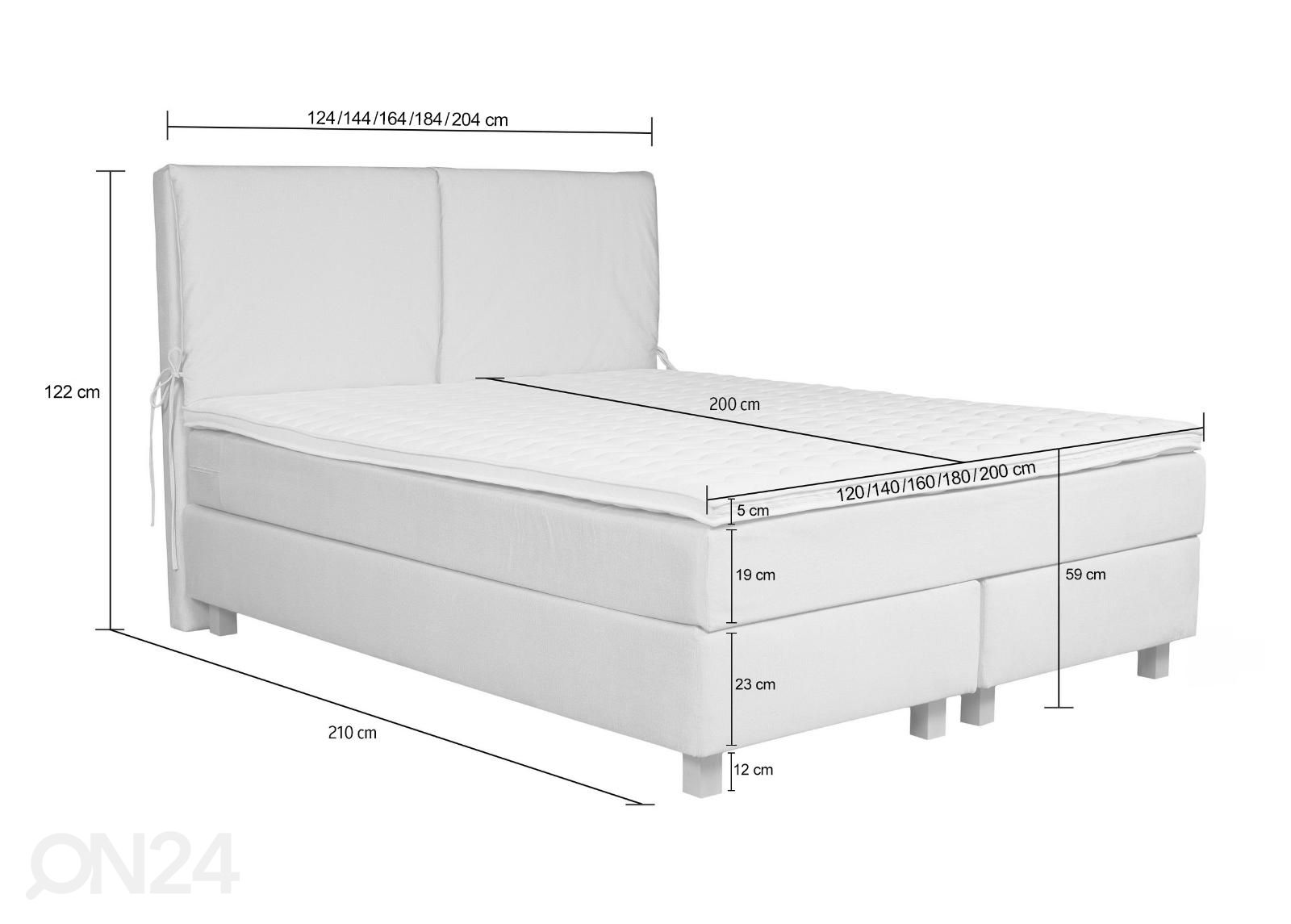 Kontinentaalvoodi Nele 140x200 cm suurendatud mõõdud