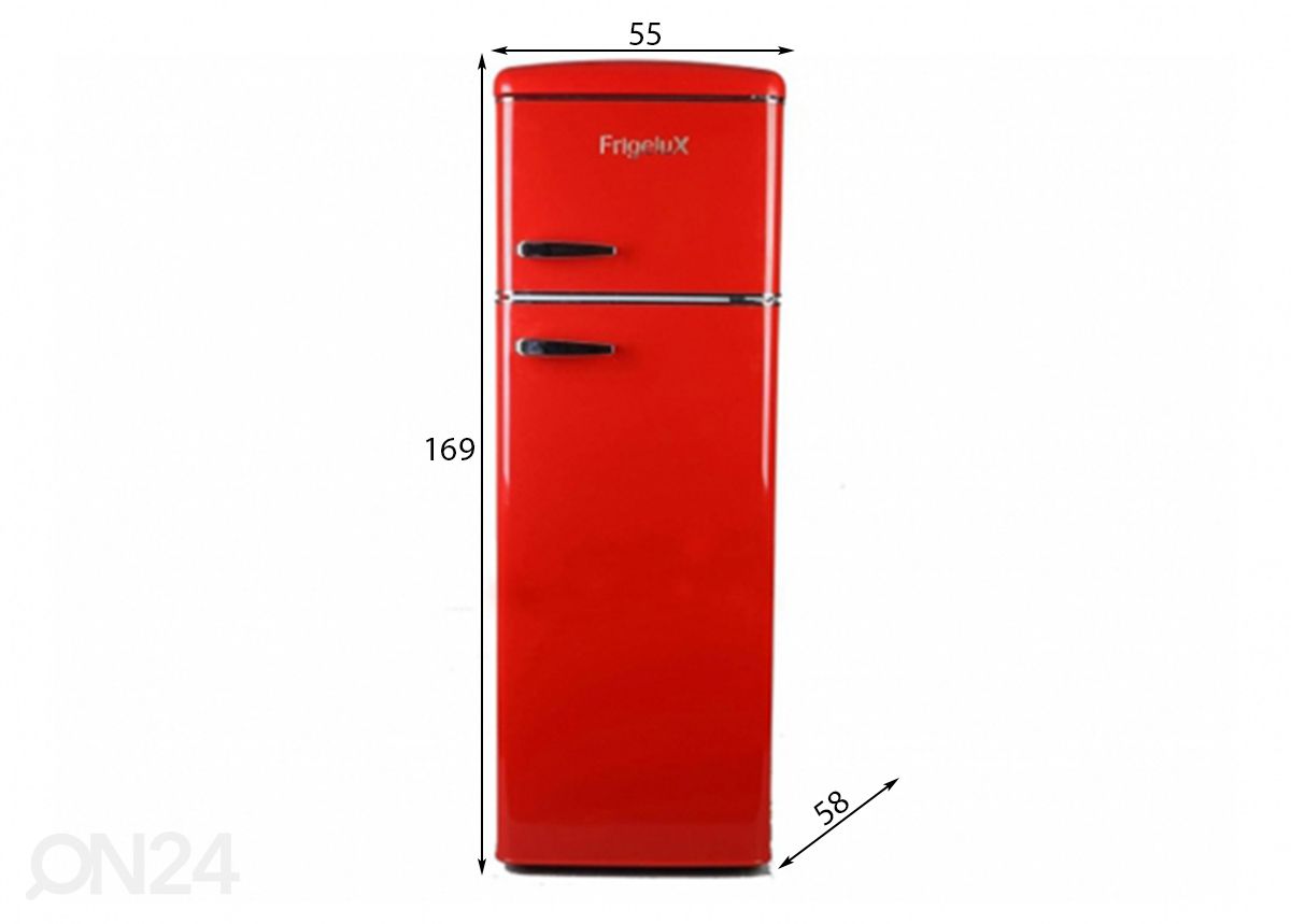Külmik Frigelux RFDP246RRA, punane suurendatud mõõdud