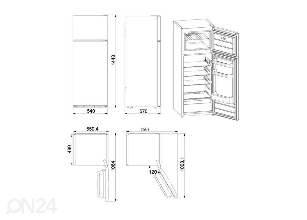 Külmik Whirlpool W55TM4120W2 suurendatud mõõdud