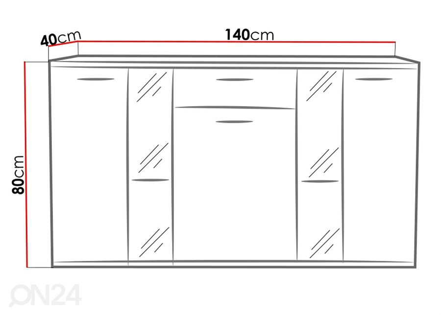 Kummut 140 cm suurendatud mõõdud