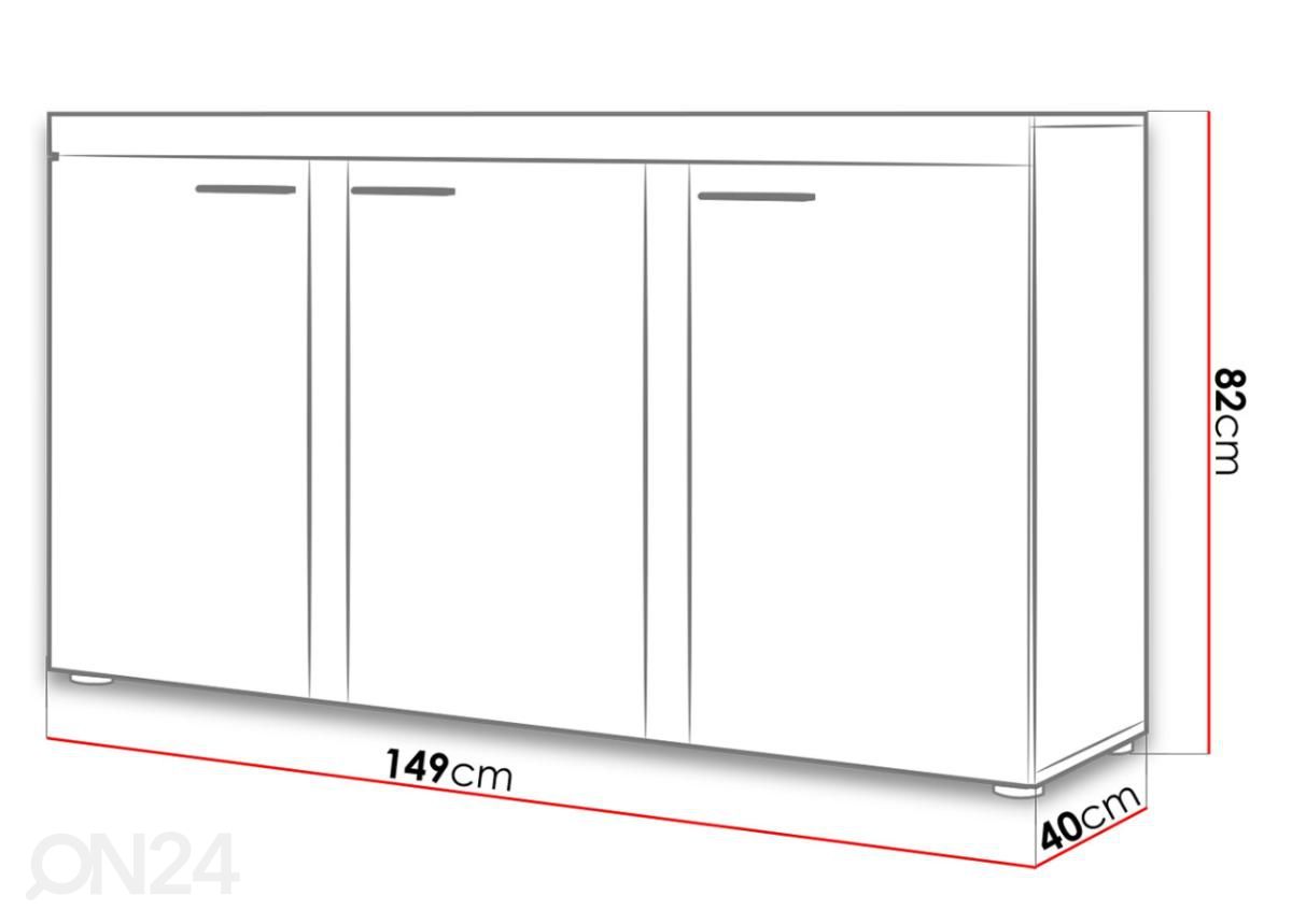 Kummut 149 cm suurendatud mõõdud