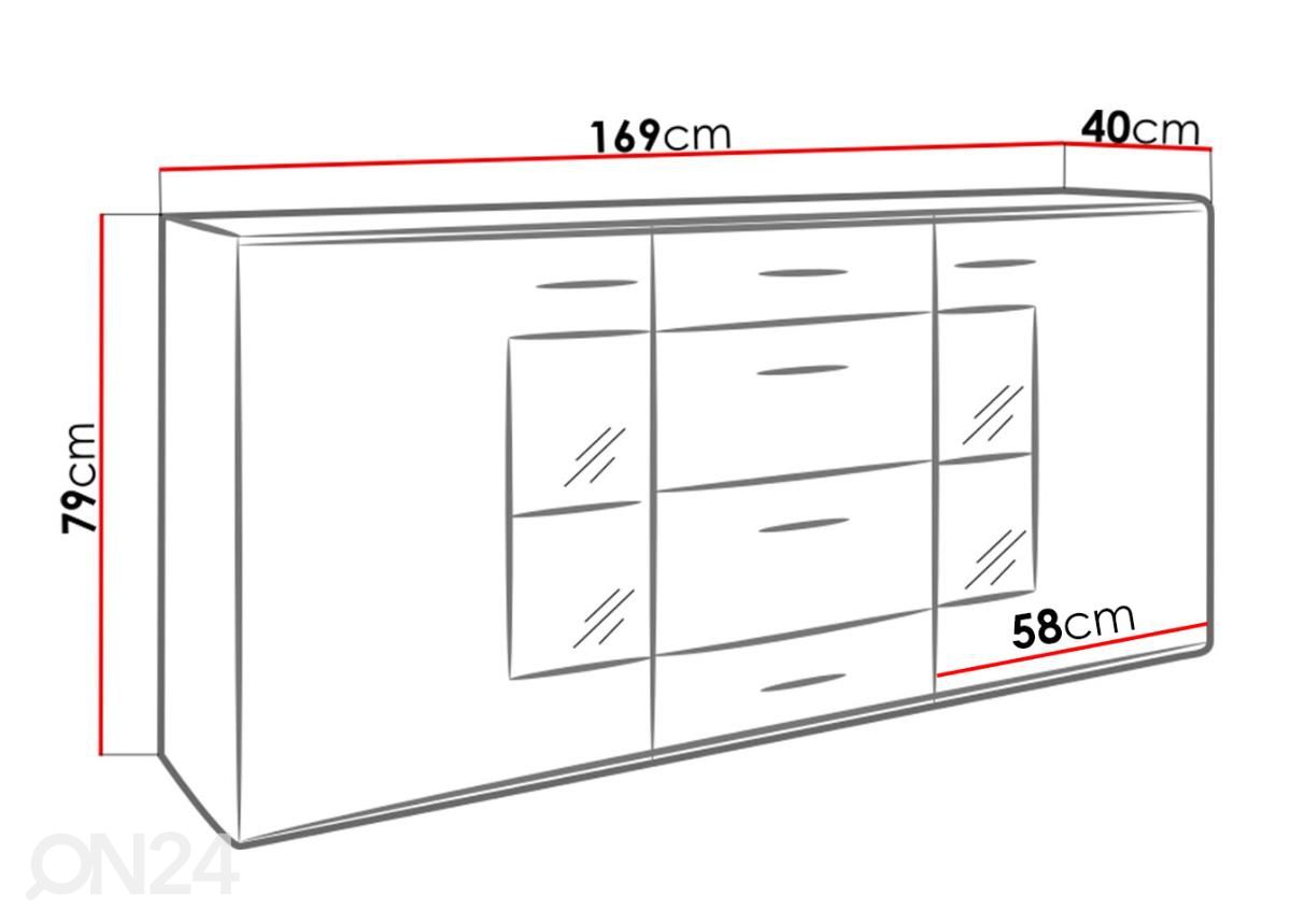 Kummut 169 cm suurendatud mõõdud